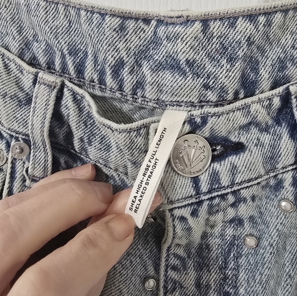 Rag & Bone The Shea High Rise Relaxed Pearl Embellished Jeans New Size 27 - Picture 8 of 15